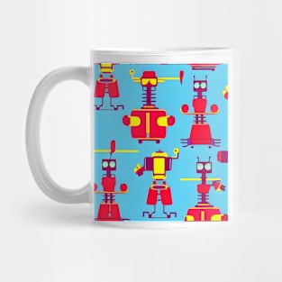 Robots on blue background Mug